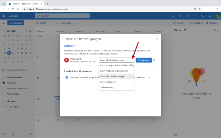 Freigeben des eigenen Kalenders (Outlook) – IT Wiki der Rahn Education